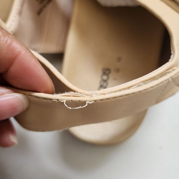 Asos Design Sandals Womens 8 Beige Sporty Straps Grandmacore Open Toe Flaw - Picture 3 of 8